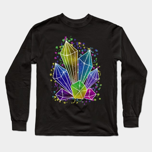 Galaxy Crystals Long Sleeve T-Shirt by Designoholic